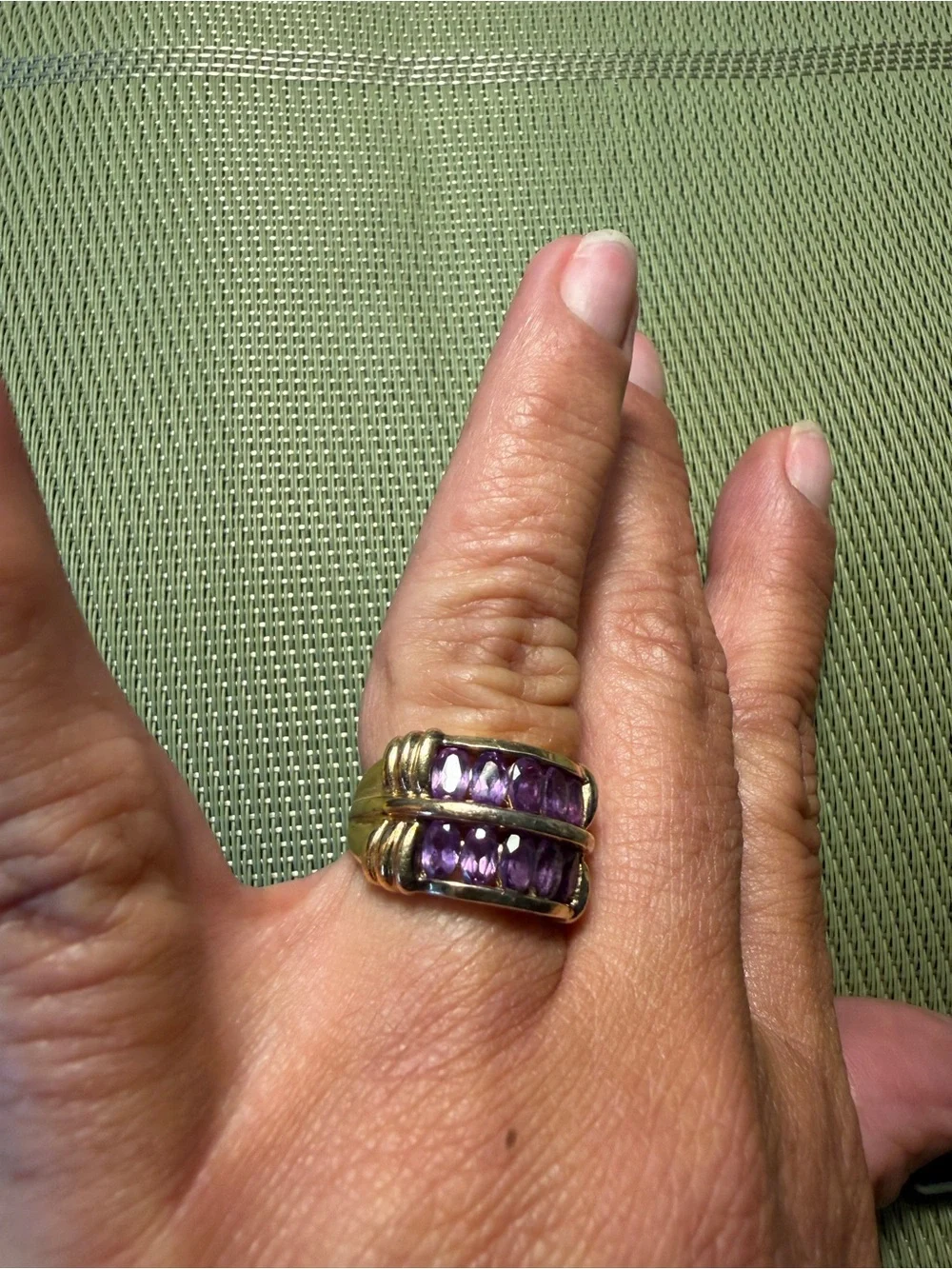 Ross Simons 18k yellow gold/Sterling silver purple amethyst 2 row band